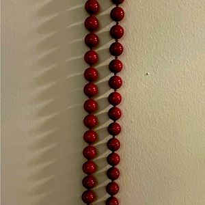 Vintage Deep Red Knotted Bead Necklace